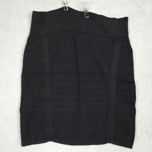 Rock & Republic‎ Womens Skirt Mini Black Textured Stretch Pull On Above Knee L